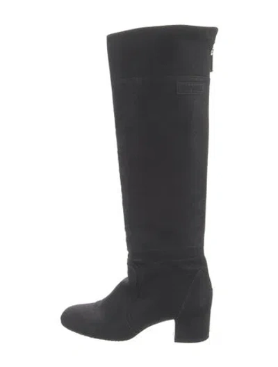 Pre-owned Chanel 2012 Quilted Pattern Riding Boots In Black