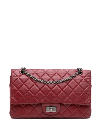 Pre-owned Chanel 2012 Reissue 2.55 Aged Calfskin Double Flap 227 Shoulder Bag In Red