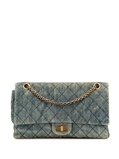 Pre-owned Chanel 2012 Reissue 2.55 Quilted Denim Double Flap 226 Shoulder Bag In Blue