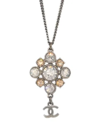 Pre-owned Chanel 2012 Rhinestone-embellished Necklace In Silver