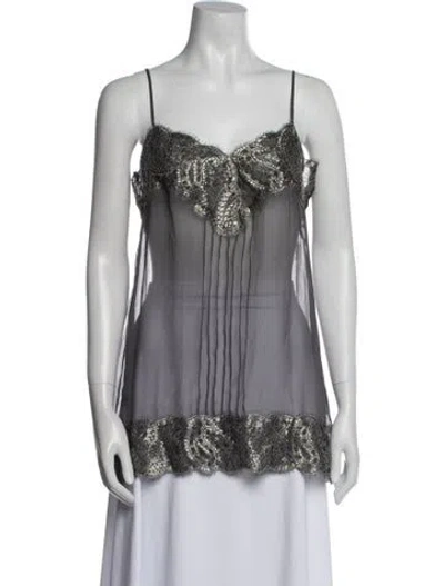 Pre-owned Chanel 2012 Silk Blouse In Gray
