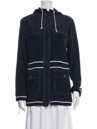 Pre-owned Chanel 2012 Silk Utility Jacket In Blue