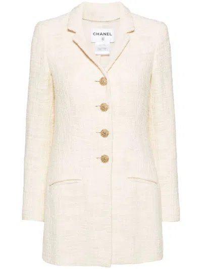 Pre-owned Chanel 2012 Single-breasted Tweed Blazer In Neutrals