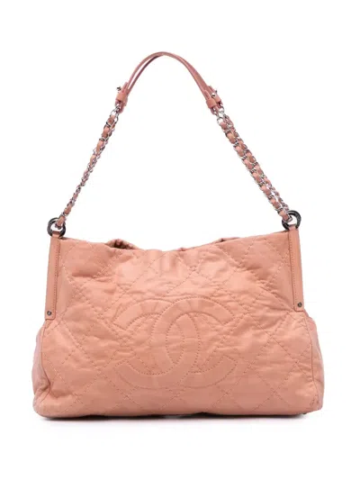 Pre-owned Chanel 2012 Small Iridescent Calfskin Sea Hit Tote Bag In Brown