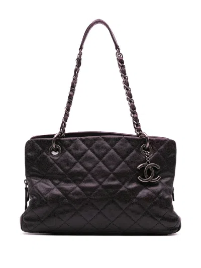 Pre-owned Chanel 2012 Small Quilted Iridescent Caviar Chic Shopping Tote Bag