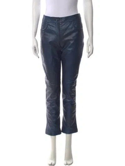 Pre-owned Chanel 2012 Straight Leg Pants In Blue/metallic