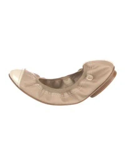Pre-owned Chanel 2012 Stretch Spirit Ballet Flats In Neutral