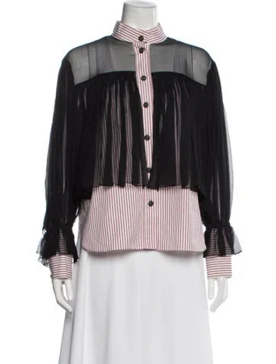 Pre-owned Chanel 2012 Striped Blouse In White