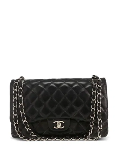 Pre-owned Chanel 2012 Timeless Jumbo Quilted Leather Cross Body Bag In Black
