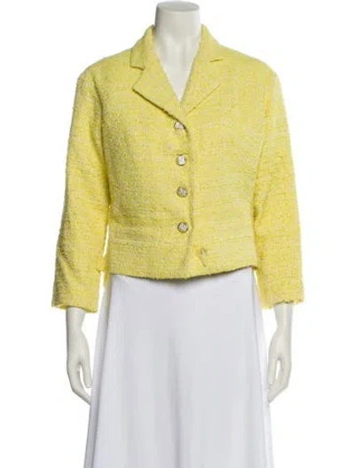 Pre-owned Chanel 2012 Tweed Blazer In Yellow