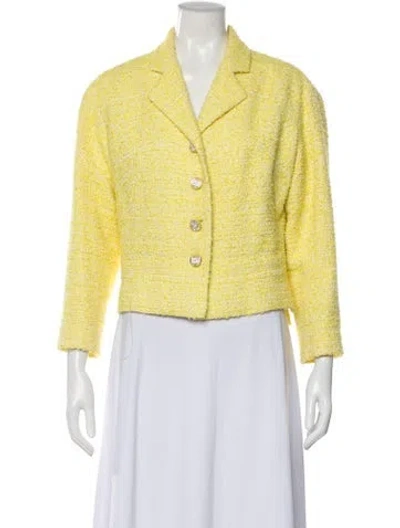 Pre-owned Chanel 2012 Tweed Blazer In Yellow