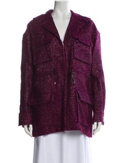 Pre-owned Chanel 2012 Tweed Coat In Purple