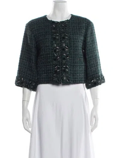 Pre-owned Chanel 2012 Tweed Jacket In Green