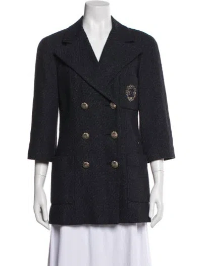 Pre-owned Chanel 2012 Tweed Pattern Blazer In Blue