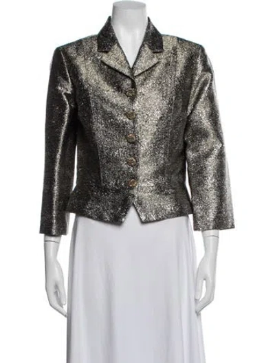 Pre-owned Chanel 2012 Tweed Pattern Blazer In Gold/metallic
