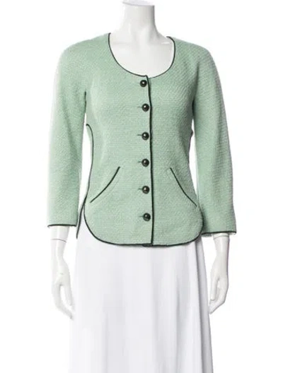 Pre-owned Chanel 2012 Tweed Pattern Blazer In Green
