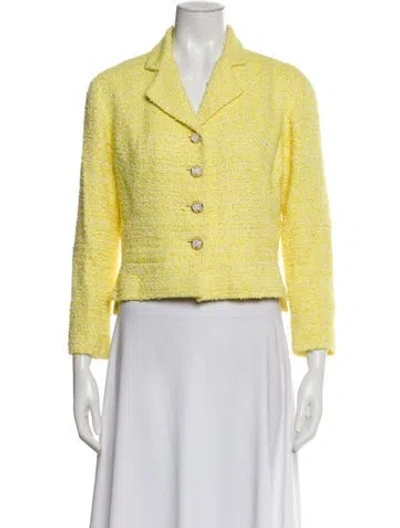 Pre-owned Chanel 2012 Tweed Pattern Blazer In Yellow