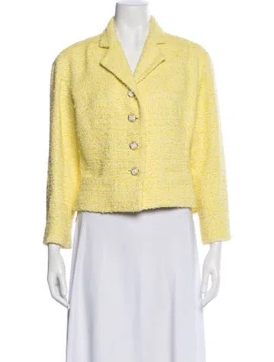 Pre-owned Chanel 2012 Tweed Pattern Blazer In Yellow