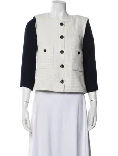 Pre-owned Chanel 2012 Tweed Pattern Jacket In White