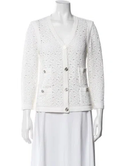 Pre-owned Chanel 2012 Tweed Pattern Sweater In White