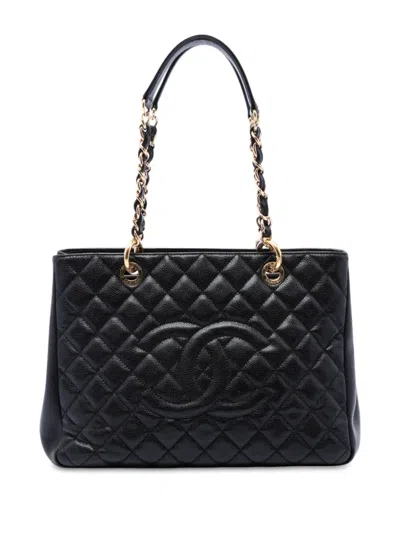 Pre-owned Chanel 2012-2013 Caviar Grand Shopping Tote Bag In Black
