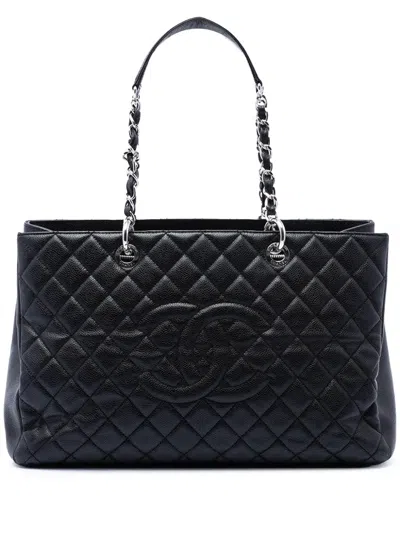 Pre-owned Chanel 2012-2013 Caviar Grand Shopping Xl Tote Bag In Black