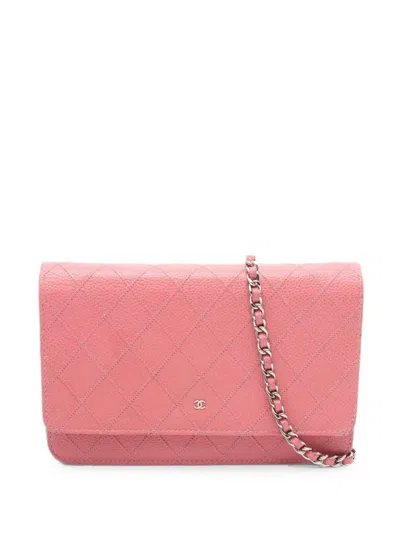 Pre-owned Chanel 2012-2013 Chain On Wallet Cross Body Bag In Pink