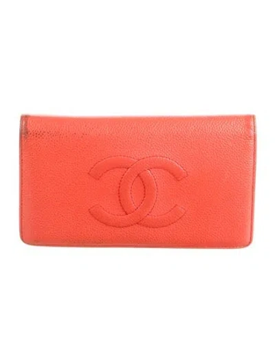 Pre-owned Chanel 2012-2013 Interlocking Cc Logo Bifold Wallet In Red