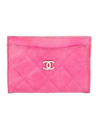 Pre-owned Chanel 2012-2013 Interlocking Cc Logo Card Holder In Pink