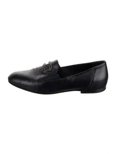 Pre-owned Chanel 2012-2013 Interlocking Cc Logo Loafers In Black