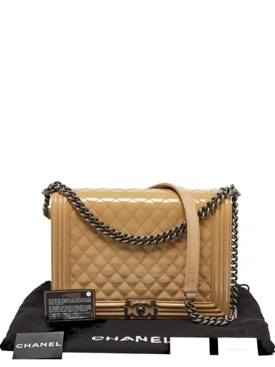 Pre-owned Chanel 2012-2013 Large Boy Quilted Shoulder Bag In Neutral