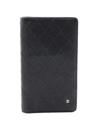 Pre-owned Chanel 2012-2013 Matelassé Caviar Bi-fold Wallet In Black
