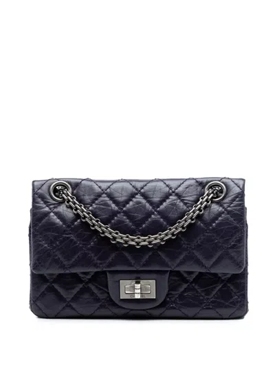 Pre-owned Chanel 2012-2013 Quilted Aged Calfskin Reissue 2.55 Double Flap 224 Shoulder Bag In Purple