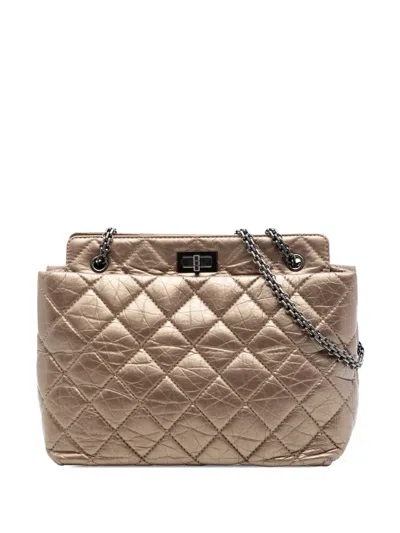 Pre-owned Chanel 2012-2013 Quilted Aged Calfskin Reissue 2.55 Tote Bag In Brown