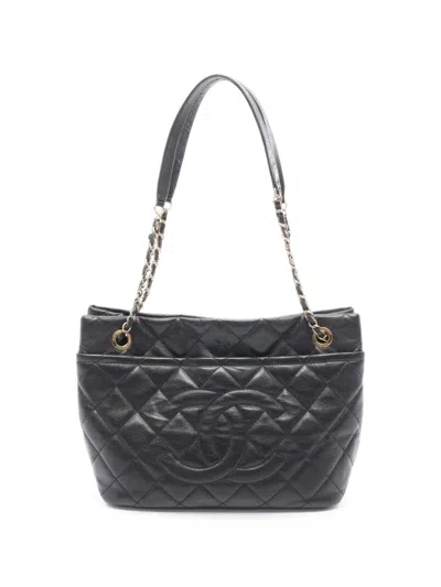 Pre-owned Chanel 2012-2013 Quilted Caviar Soft Shopper Tote Bag In Black