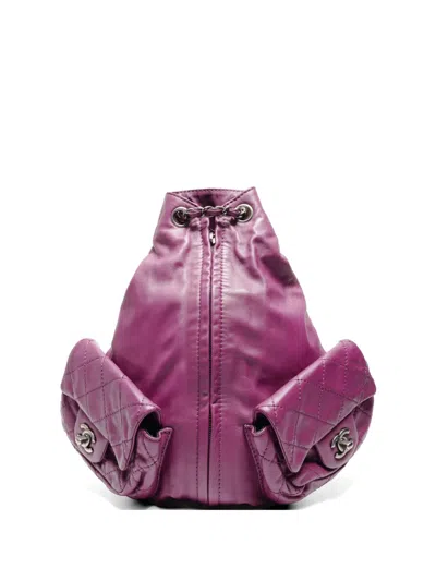 Pre-owned Chanel 2012-2013 Quilted Chain-link Backpack In Purple