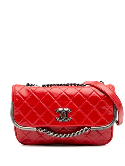 Pre-owned Chanel 2013-2014 Aged Calfskin Cc Chain Frame Flap Crossbody Bag