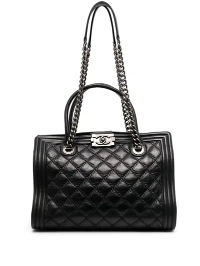 Pre-owned Chanel 2013-2014 Boy Tote Bag In Black