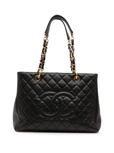 Pre-owned Chanel 2013-2014 Caviar Grand Shopping Tote Bag In Black