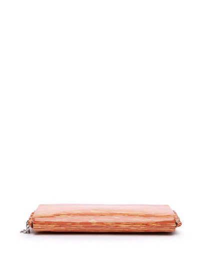 Pre-owned Chanel 2013-2014 Cc Patent Striped Chain Around Clutch Bag In Red