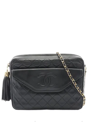 Pre-owned Chanel 2013-2014 Cc Quilted Lambskin Tassel Camera Bag Crossbody Bag In Black