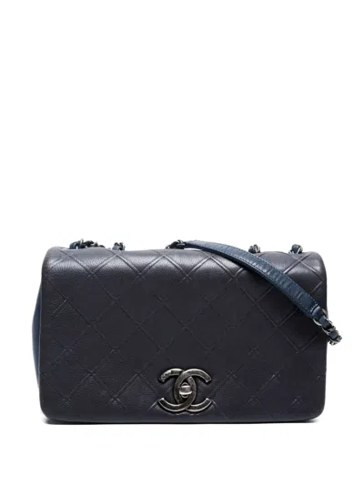 Pre-owned Chanel 2013-2014 Chain Flap Crossbody Bag In Blue