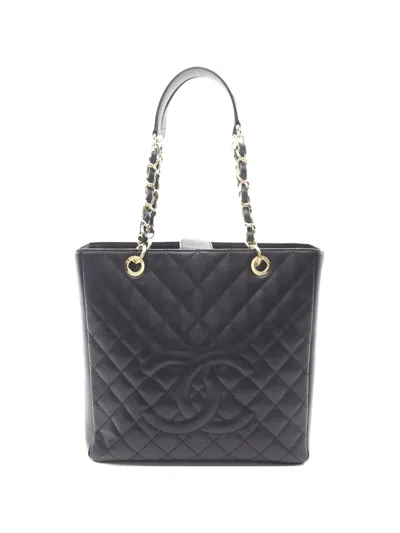 Pre-owned Chanel 2013-2014 Chain-link Matelasse Tote Bag In Black