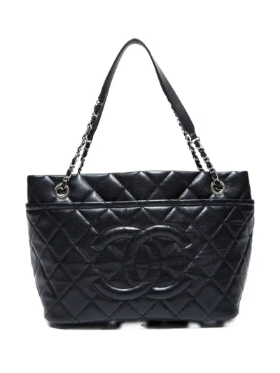 Pre-owned Chanel 2013-2014 Interlocking Cc Quilted Tote Bag In Black