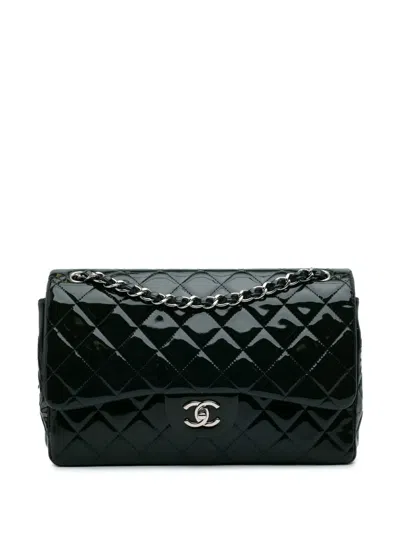 Pre-owned Chanel 2013-2014 Jumbo Classic Patent Double Flap Shoulder Bag In Blue
