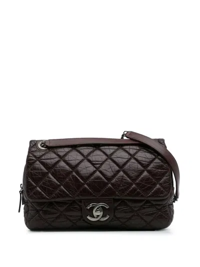 Pre-owned Chanel 2013-2014 Jumbo Quilted Aged Calfskin New Portobello Flap Shoulder Bag In Red