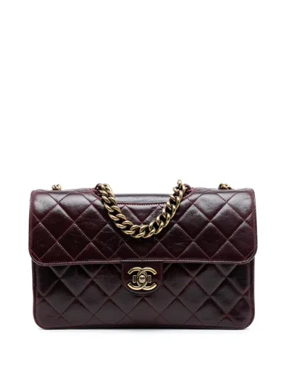 Pre-owned Chanel 2013-2014 Large Quilted Calfskin Perfect Edge Flap Satchel In Red