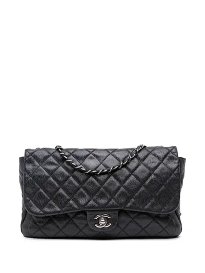 Pre-owned Chanel 2013-2014 Large Quilted Caviar Now And Forever Flap Shoulder Bag