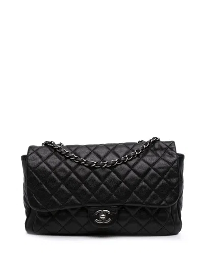 Pre-owned Chanel 2013-2014 Large Quilted Caviar Now And Forever Flap Shoulder Bag