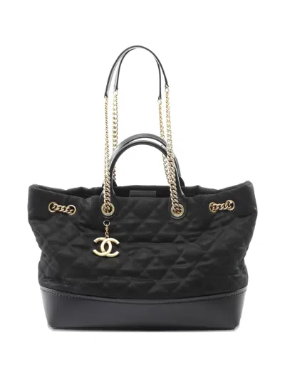 Pre-owned Chanel 2013-2014 Matelasse Chain Tote Bag In Black
